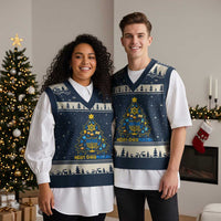 Merry Chrismukkah V-Neck Knit Sweater Vest Jewish Happy Hanukkah Xmas Tree - Wonder Print Shop