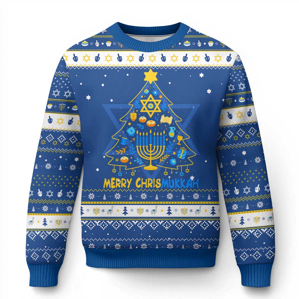 Merry Chrismukkah Hanukkah Ugly Sweater Jewish Happy Hanukkah Christmas Tree - Wonder Print Shop