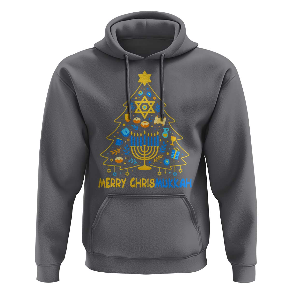 Merry Chrismukkah Hoodie Jewish Happy Hanukkah Christmas Tree - Wonder Print Shop