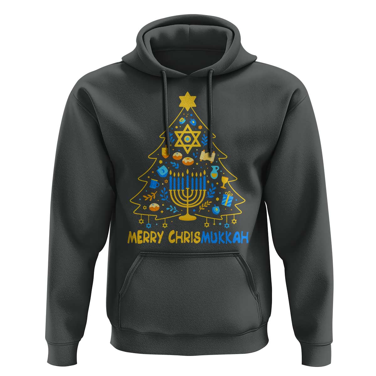 Merry Chrismukkah Hoodie Jewish Happy Hanukkah Christmas Tree - Wonder Print Shop