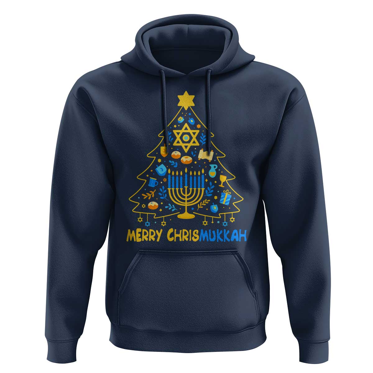 Merry Chrismukkah Hoodie Jewish Happy Hanukkah Christmas Tree - Wonder Print Shop