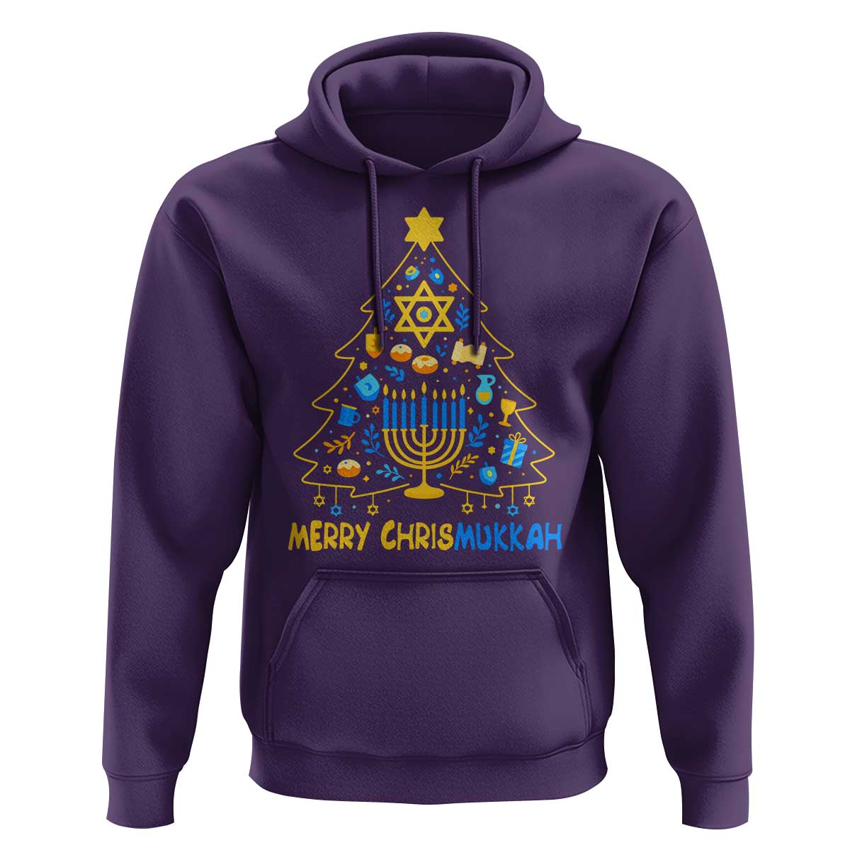 Merry Chrismukkah Hoodie Jewish Happy Hanukkah Christmas Tree - Wonder Print Shop