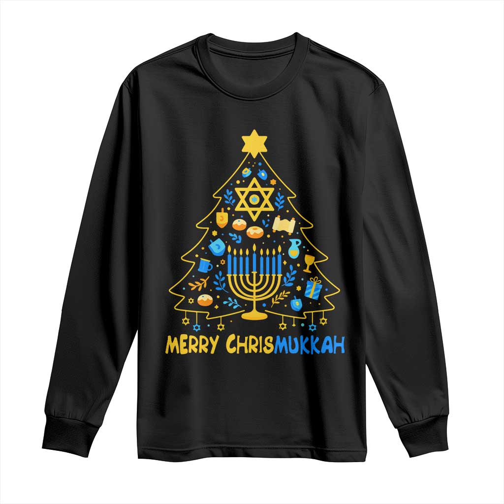 Merry Chrismukkah Long Sleeve Shirt Jewish Happy Hanukkah Christmas Tree - Wonder Print Shop