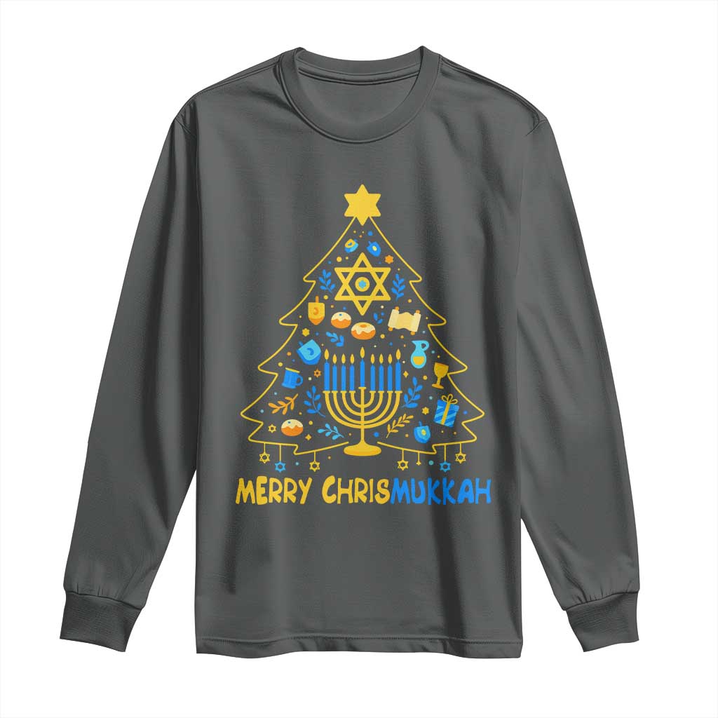 Merry Chrismukkah Long Sleeve Shirt Jewish Happy Hanukkah Christmas Tree - Wonder Print Shop