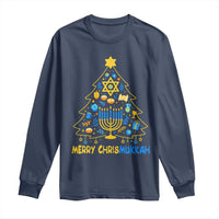 Merry Chrismukkah Long Sleeve Shirt Jewish Happy Hanukkah Christmas Tree - Wonder Print Shop