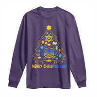 Merry Chrismukkah Long Sleeve Shirt Jewish Happy Hanukkah Christmas Tree - Wonder Print Shop