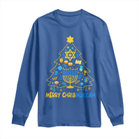 Merry Chrismukkah Long Sleeve Shirt Jewish Happy Hanukkah Christmas Tree - Wonder Print Shop