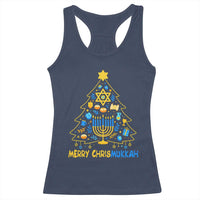 Merry Chrismukkah Racerback Tank Top Jewish Happy Hanukkah Christmas Tree - Wonder Print Shop