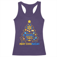 Merry Chrismukkah Racerback Tank Top Jewish Happy Hanukkah Christmas Tree - Wonder Print Shop