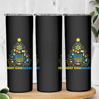 Merry Chrismukkah Skinny Tumbler Jewish Happy Hanukkah Christmas Tree - Wonder Print Shop