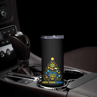 Merry Chrismukkah Skinny Tumbler Jewish Happy Hanukkah Christmas Tree - Wonder Print Shop