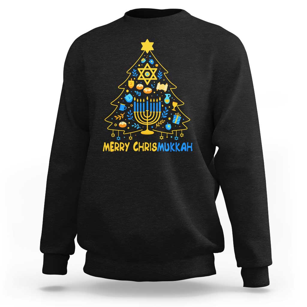 Merry Chrismukkah Sweatshirt Jewish Happy Hanukkah Christmas Tree - Wonder Print Shop