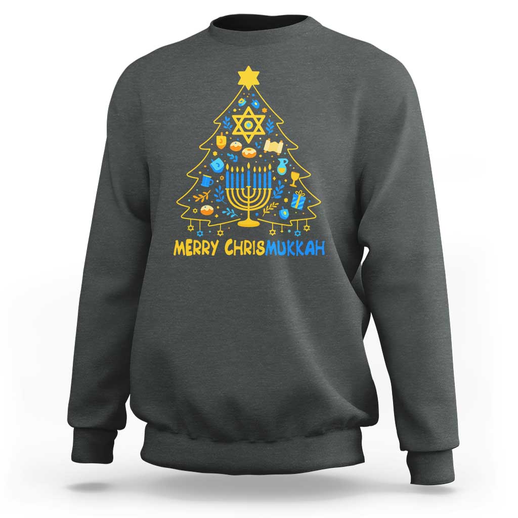 Merry Chrismukkah Sweatshirt Jewish Happy Hanukkah Christmas Tree - Wonder Print Shop