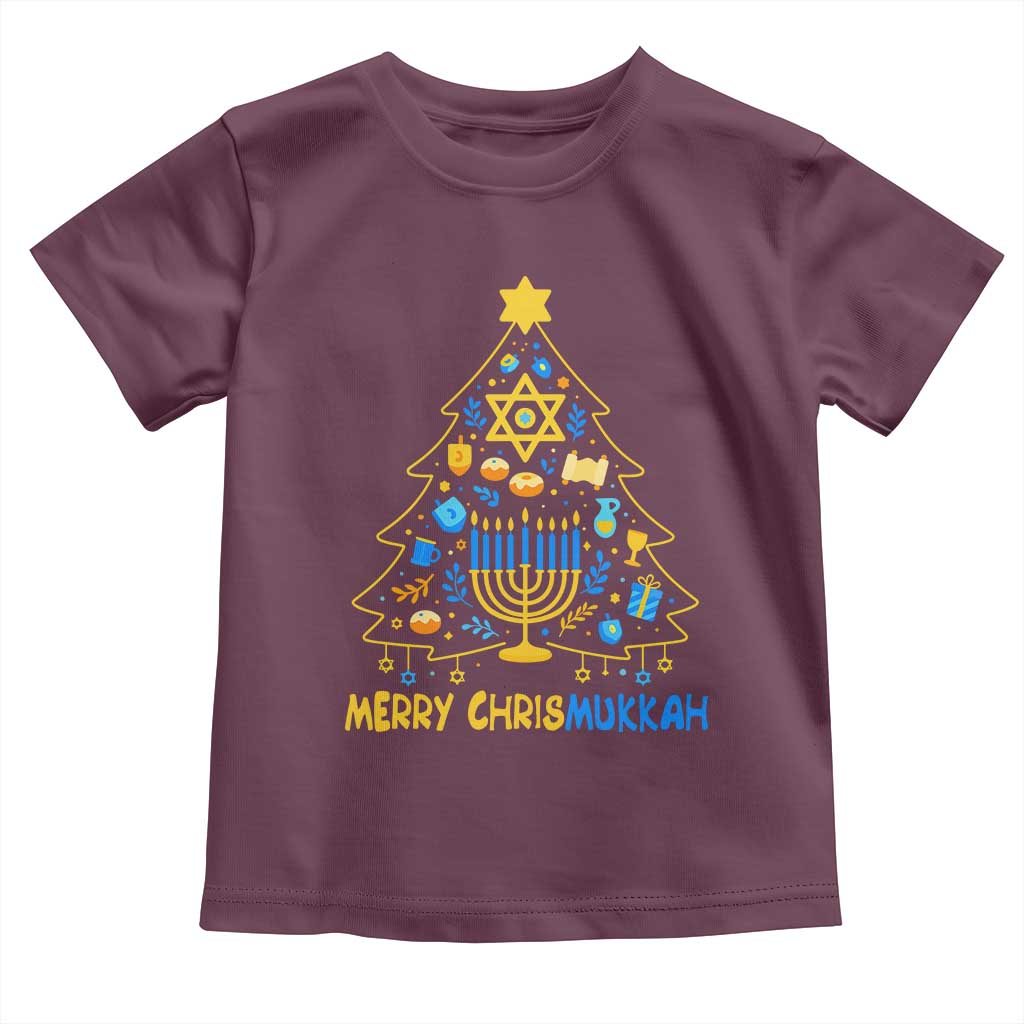 Merry Chrismukkah Toddler T Shirt Jewish Happy Hanukkah Christmas Tree - Wonder Print Shop