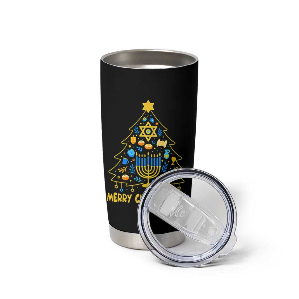 Merry Chrismukkah Tumbler Cup Jewish Happy Hanukkah Christmas Tree - Wonder Print Shop