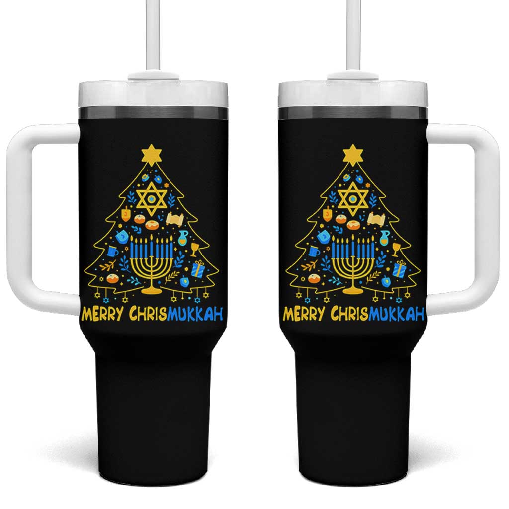 Merry Chrismukkah Tumbler With Handle Jewish Happy Hanukkah Christmas Tree - Wonder Print Shop