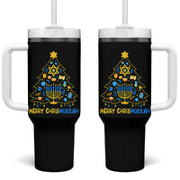 Merry Chrismukkah Tumbler With Handle Jewish Happy Hanukkah Christmas Tree - Wonder Print Shop
