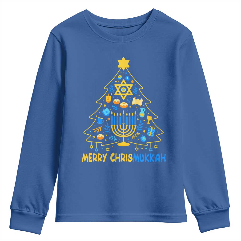 Merry Chrismukkah Youth Sweatshirt Jewish Happy Hanukkah Christmas Tree - Wonder Print Shop