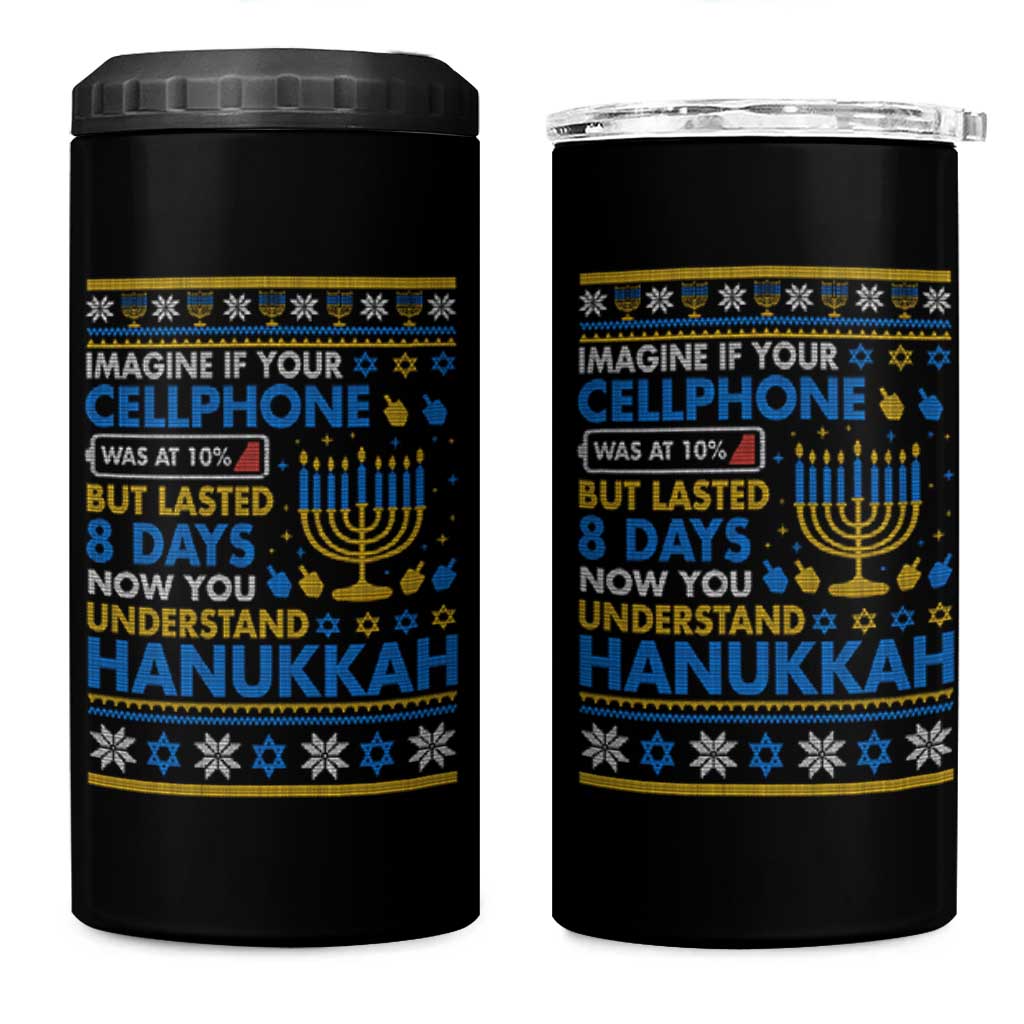 Funny Ugly Hanukkah 4 in 1 Can Cooler Tumbler Imagine Your Cellphone Chanukah Jewish - Wonder Print Shop
