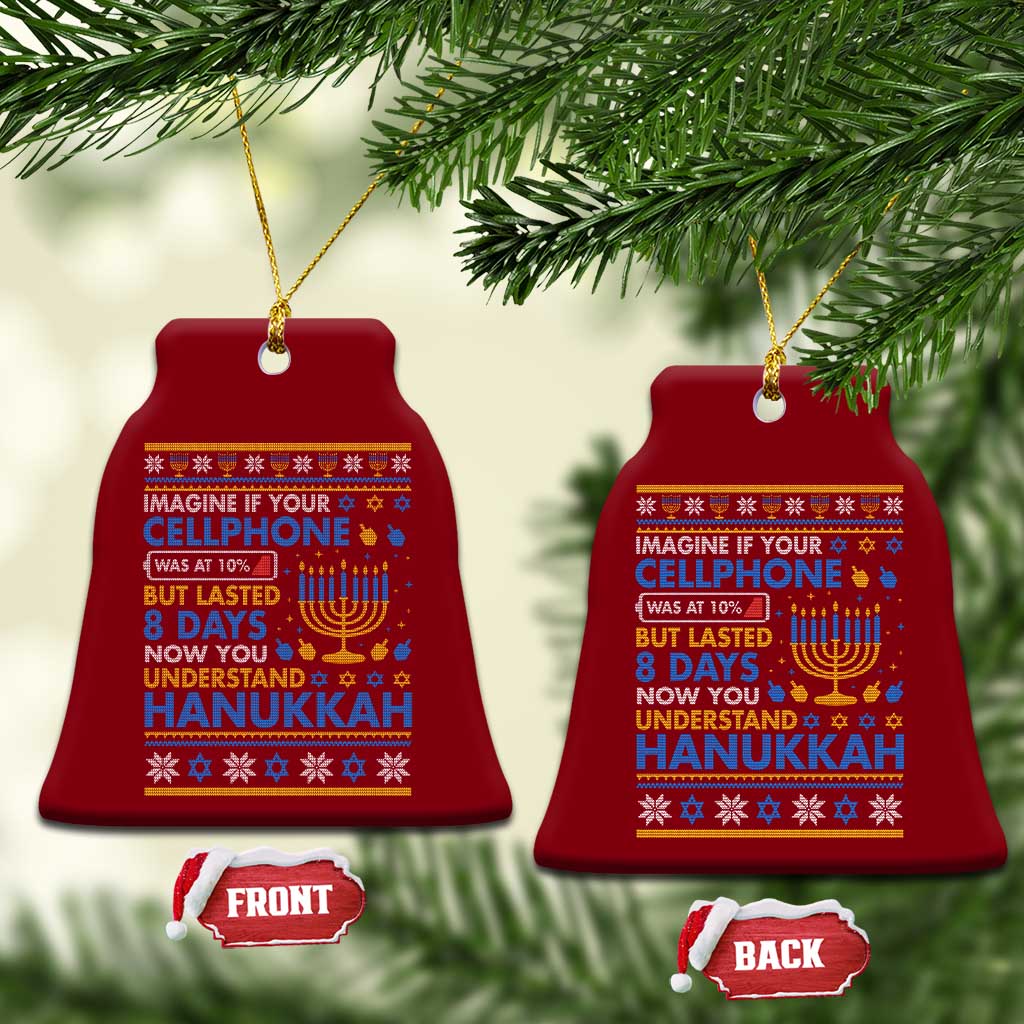 Funny Ugly Hanukkah Ceramic Ornament Imagine Your Cellphone Chanukah Jewish - Wonder Print Shop
