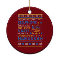 Funny Ugly Hanukkah Ceramic Ornament Imagine Your Cellphone Chanukah Jewish - Wonder Print Shop