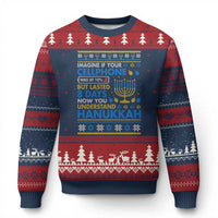 Funny Ugly Hanukkah Ugly Christmas Sweater Imagine Your Cellphone Chanukah Jewish - Wonder Print Shop