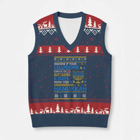 Funny Ugly Hanukkah V-Neck Knit Sweater Vest Imagine Your Cellphone Chanukah Jewish - Wonder Print Shop