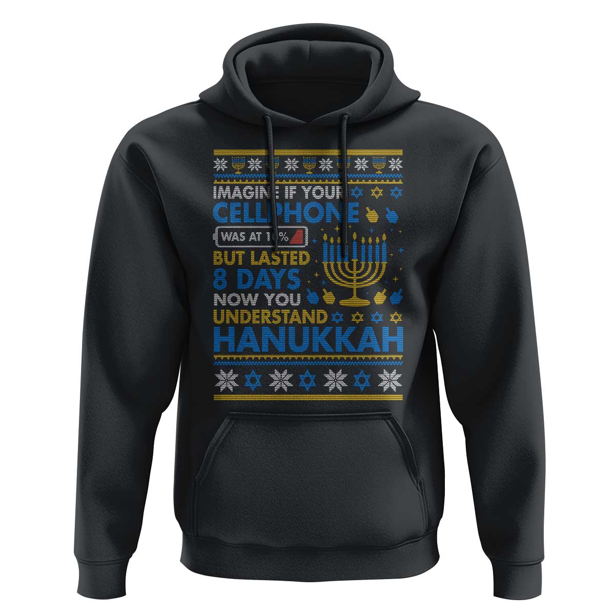Funny Ugly Hanukkah Hoodie Imagine Your Cellphone Chanukah Jewish - Wonder Print Shop