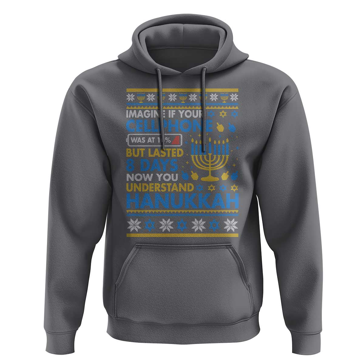 Funny Ugly Hanukkah Hoodie Imagine Your Cellphone Chanukah Jewish - Wonder Print Shop