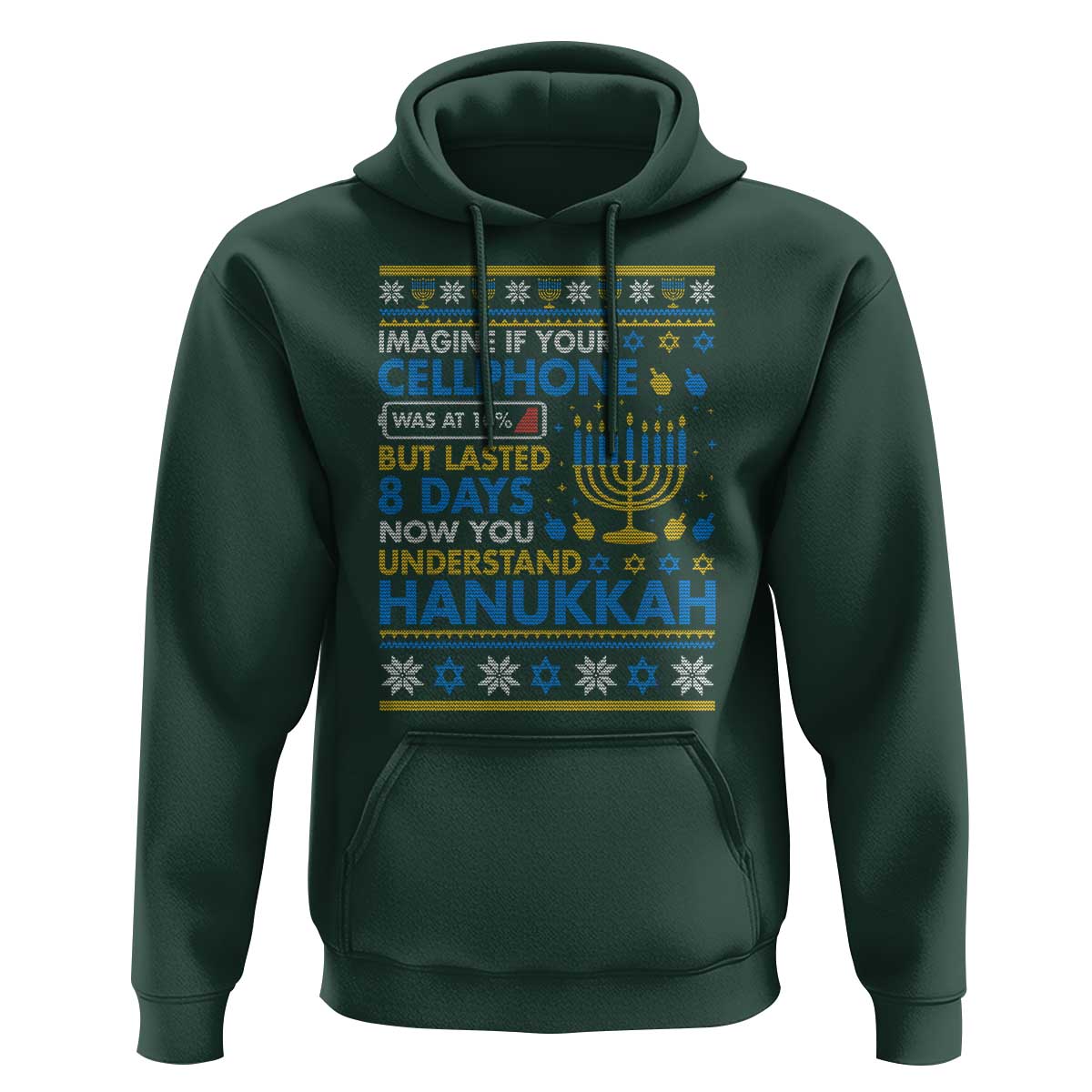Funny Ugly Hanukkah Hoodie Imagine Your Cellphone Chanukah Jewish - Wonder Print Shop