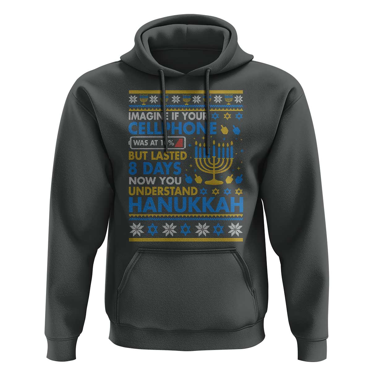 Funny Ugly Hanukkah Hoodie Imagine Your Cellphone Chanukah Jewish - Wonder Print Shop