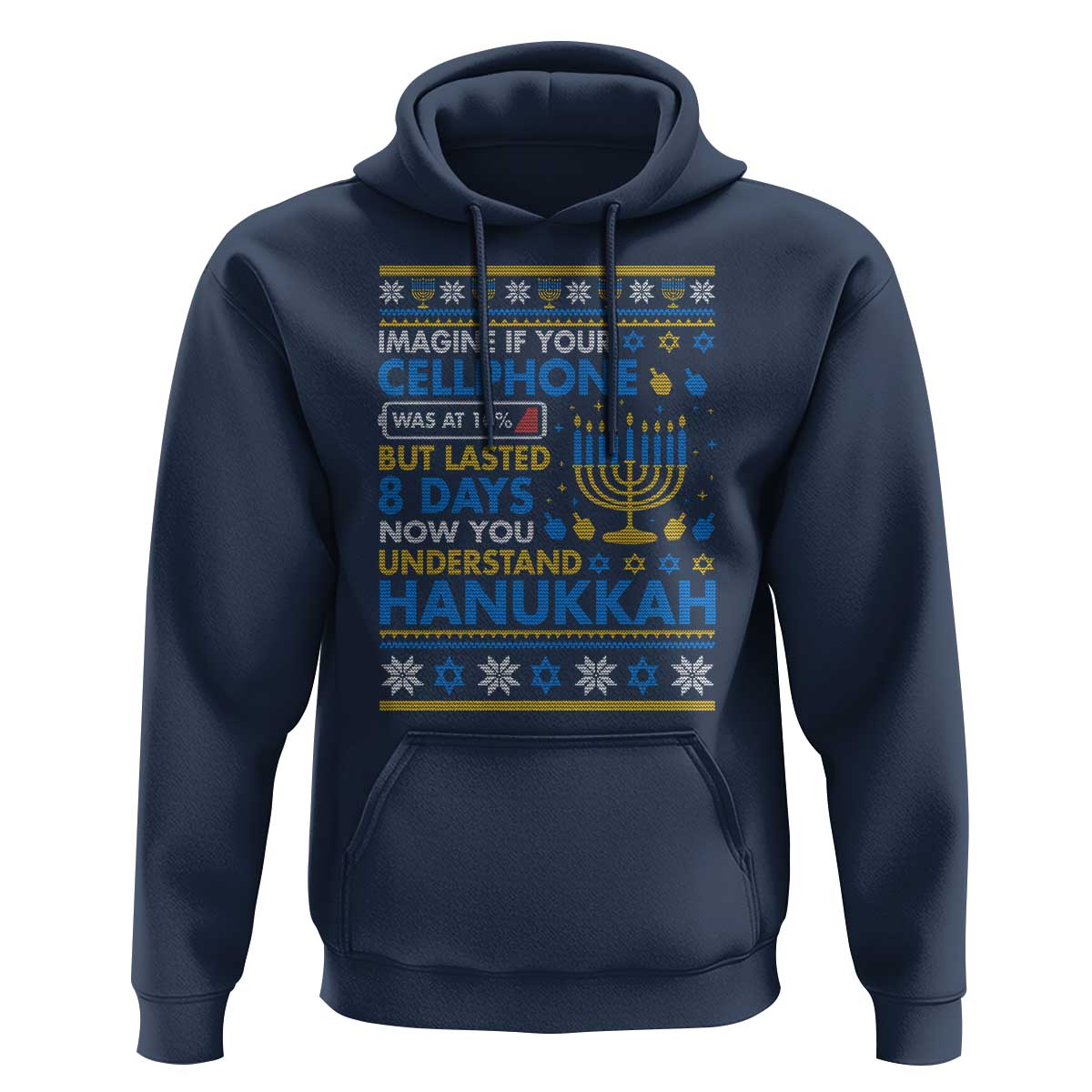 Funny Ugly Hanukkah Hoodie Imagine Your Cellphone Chanukah Jewish - Wonder Print Shop