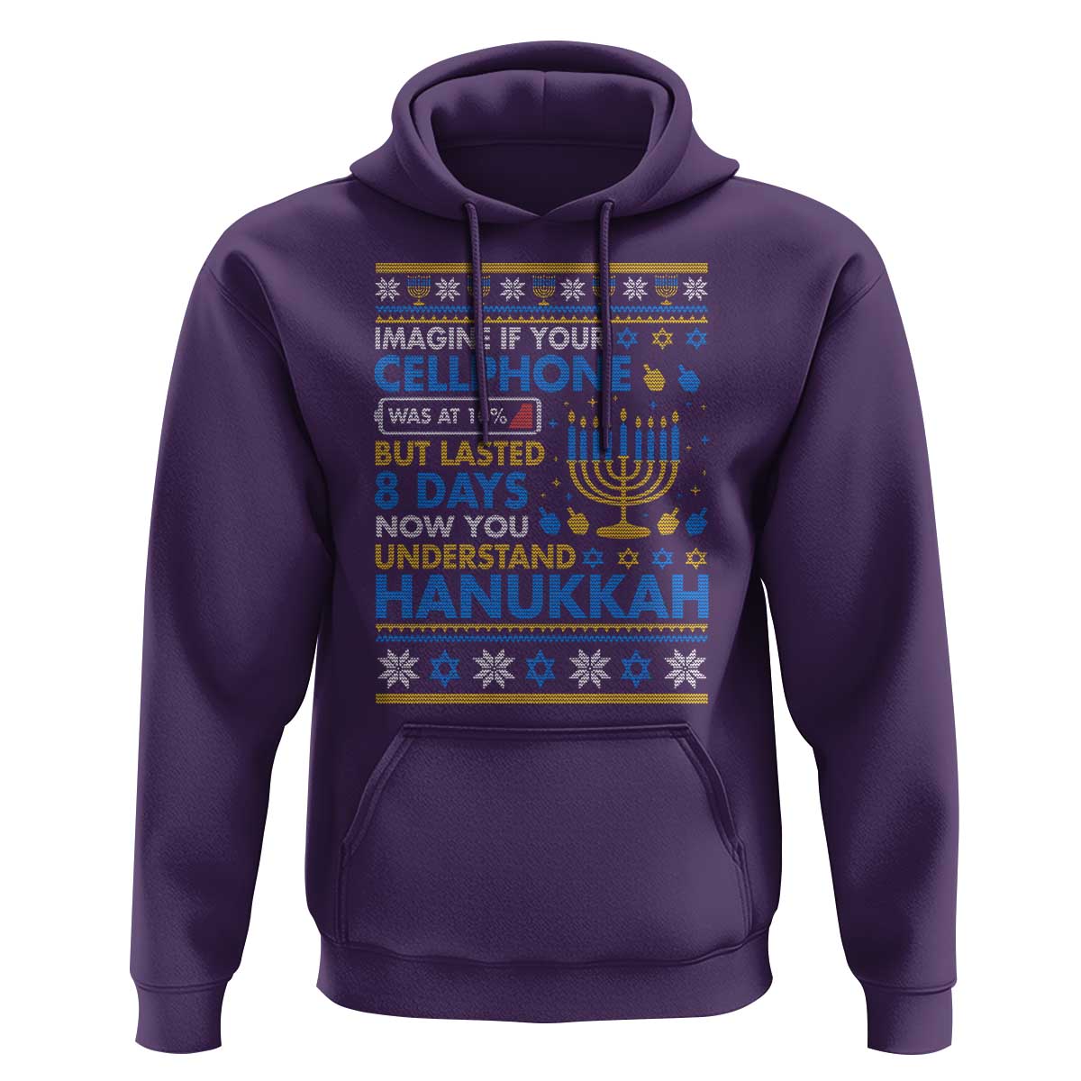 Funny Ugly Hanukkah Hoodie Imagine Your Cellphone Chanukah Jewish - Wonder Print Shop