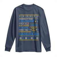Funny Ugly Hanukkah Long Sleeve Shirt Imagine Your Cellphone Chanukah Jewish - Wonder Print Shop