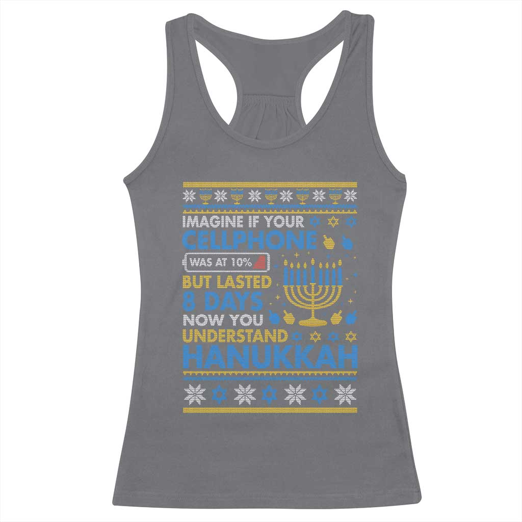 Funny Ugly Hanukkah Racerback Tank Top Imagine Your Cellphone Chanukah Jewish - Wonder Print Shop