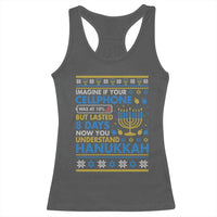 Funny Ugly Hanukkah Racerback Tank Top Imagine Your Cellphone Chanukah Jewish - Wonder Print Shop