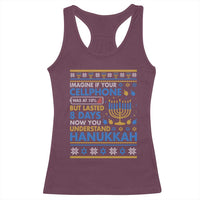 Funny Ugly Hanukkah Racerback Tank Top Imagine Your Cellphone Chanukah Jewish - Wonder Print Shop