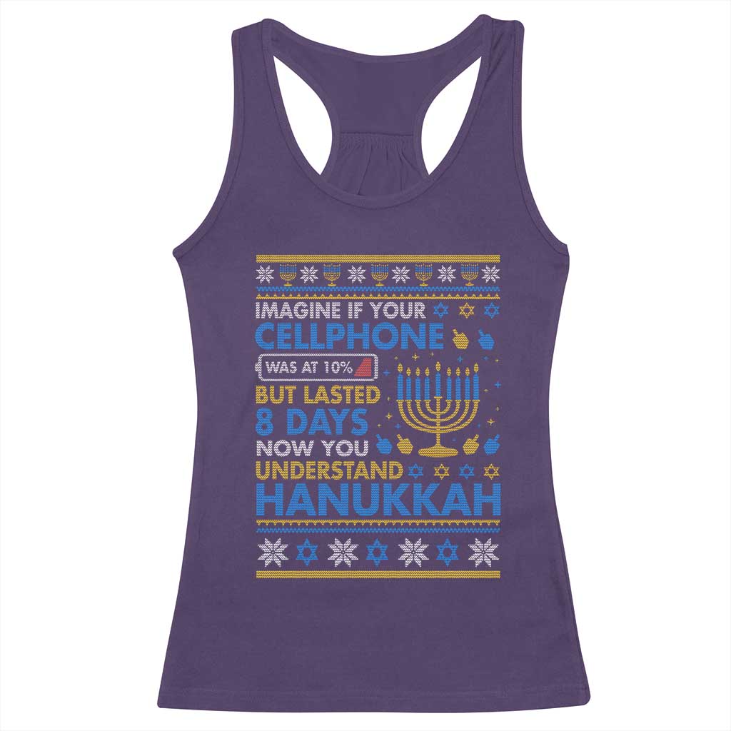 Funny Ugly Hanukkah Racerback Tank Top Imagine Your Cellphone Chanukah Jewish - Wonder Print Shop