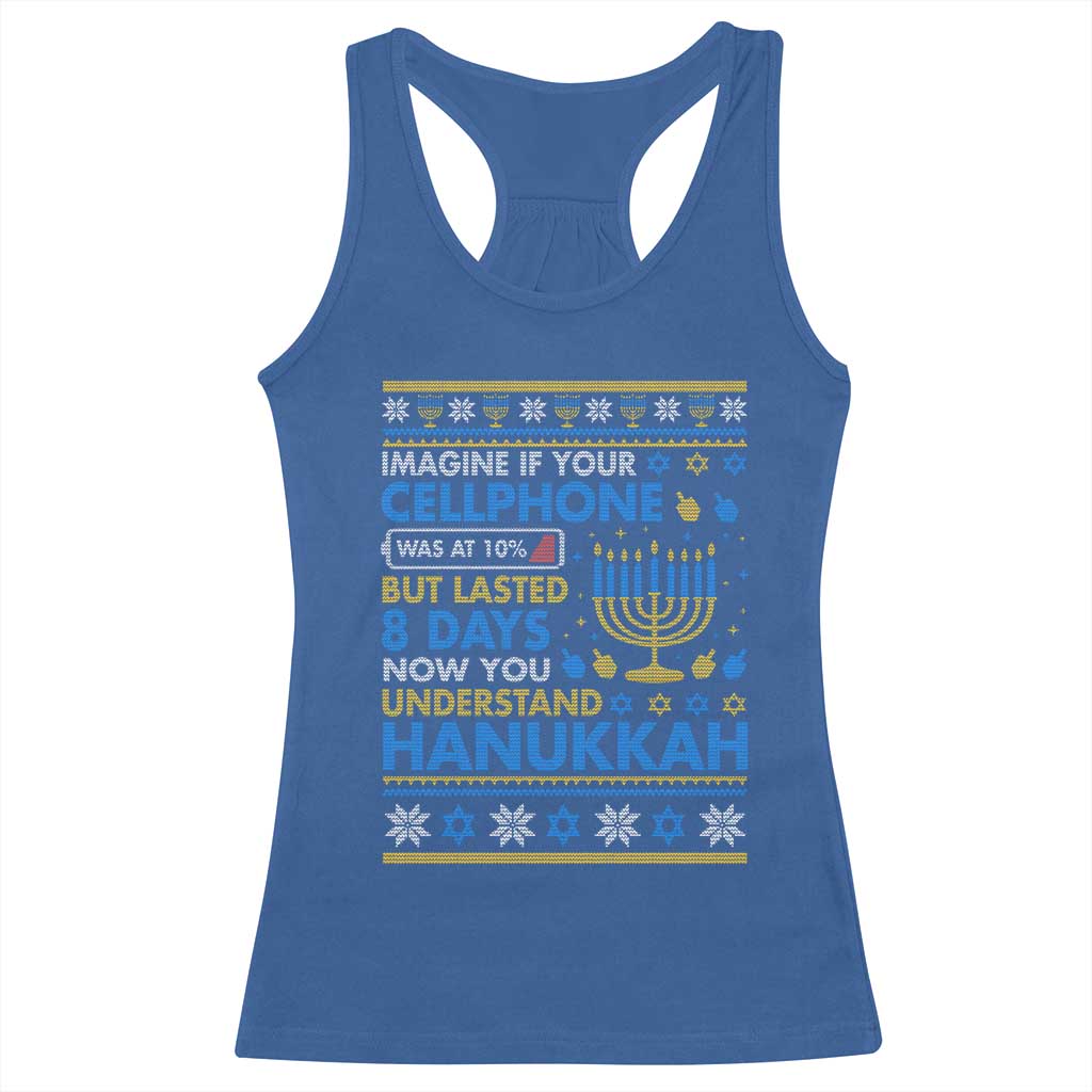 Funny Ugly Hanukkah Racerback Tank Top Imagine Your Cellphone Chanukah Jewish - Wonder Print Shop
