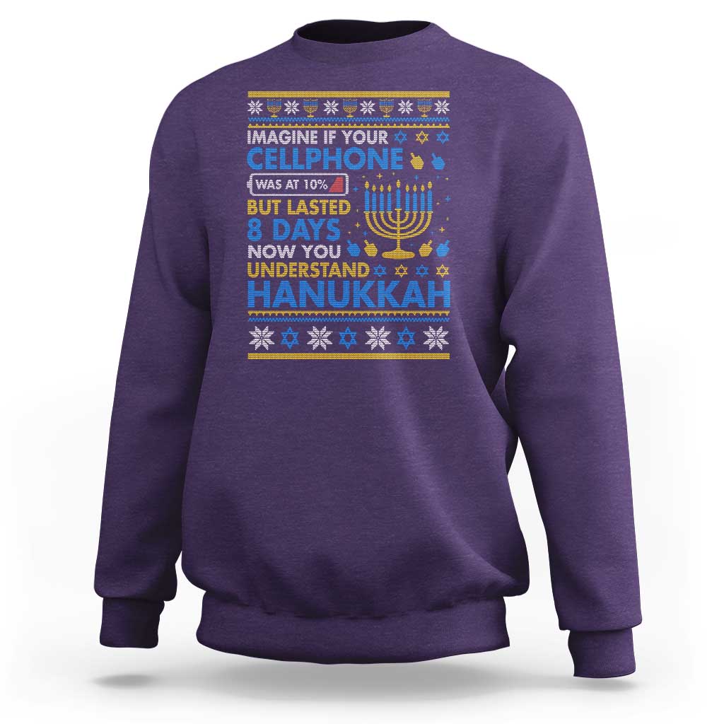 Funny Ugly Hanukkah Sweatshirt Imagine Your Cellphone Chanukah Jewish - Wonder Print Shop