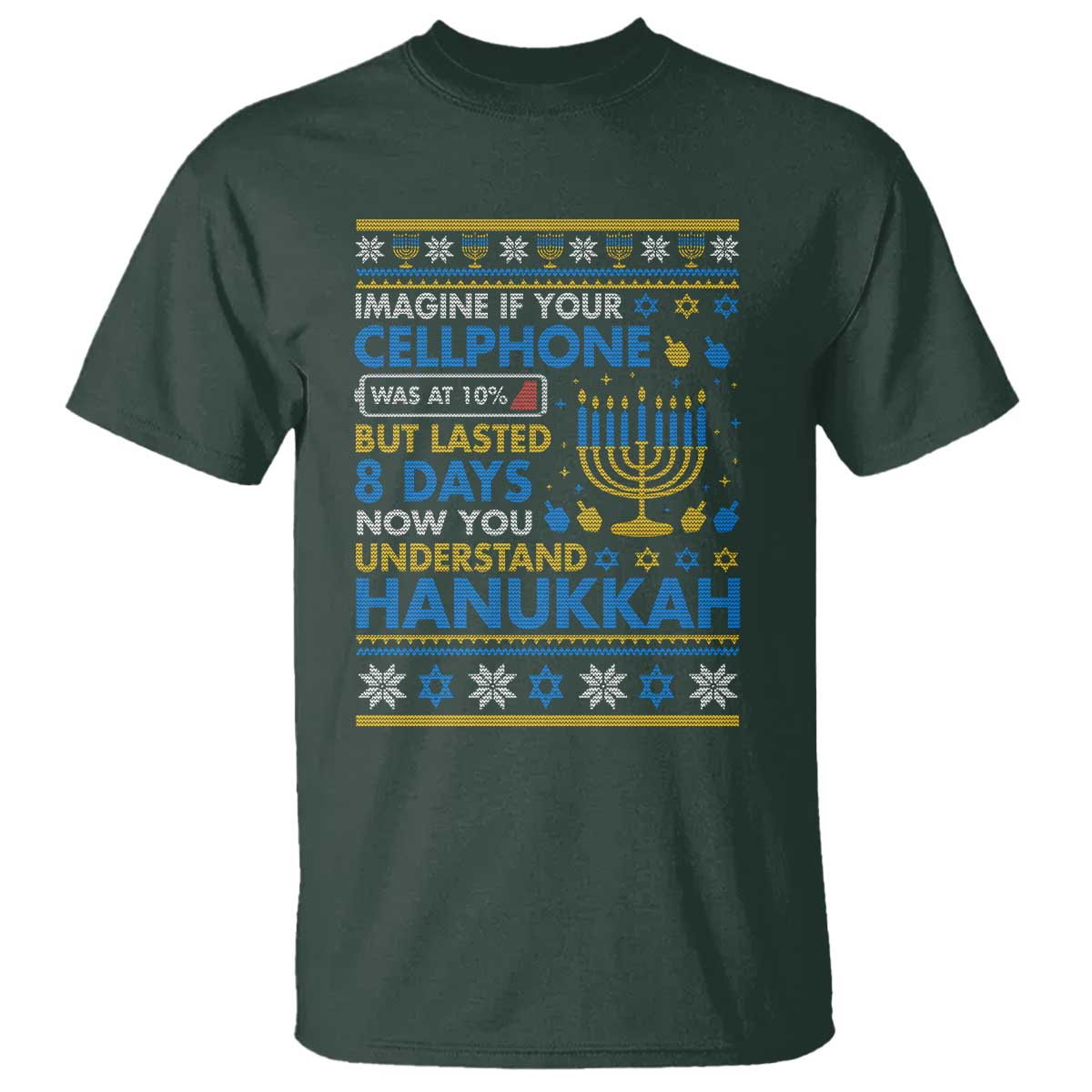 Funny Ugly Hanukkah T Shirt Imagine Your Cellphone Chanukah Jewish - Wonder Print Shop