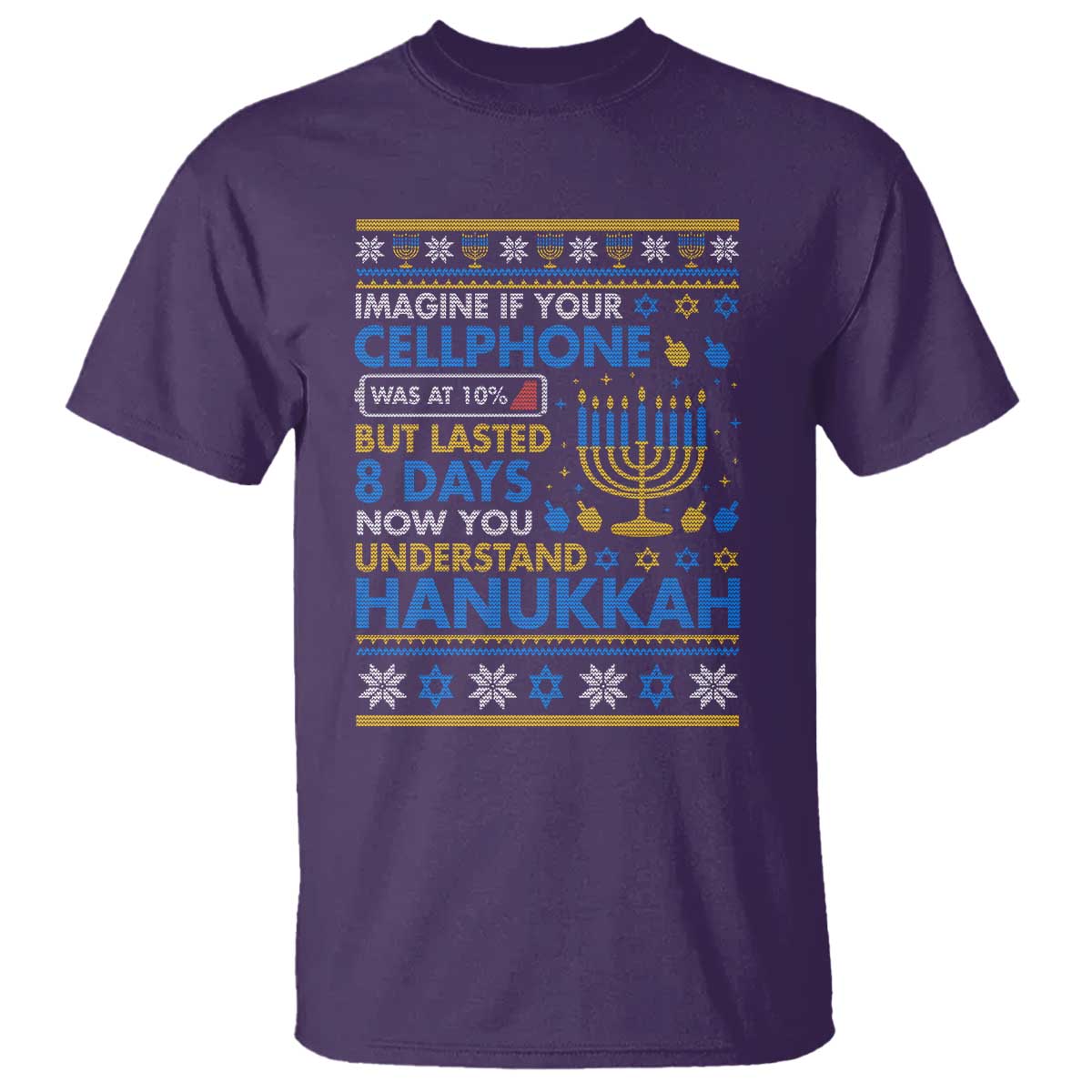 Funny Ugly Hanukkah T Shirt Imagine Your Cellphone Chanukah Jewish - Wonder Print Shop