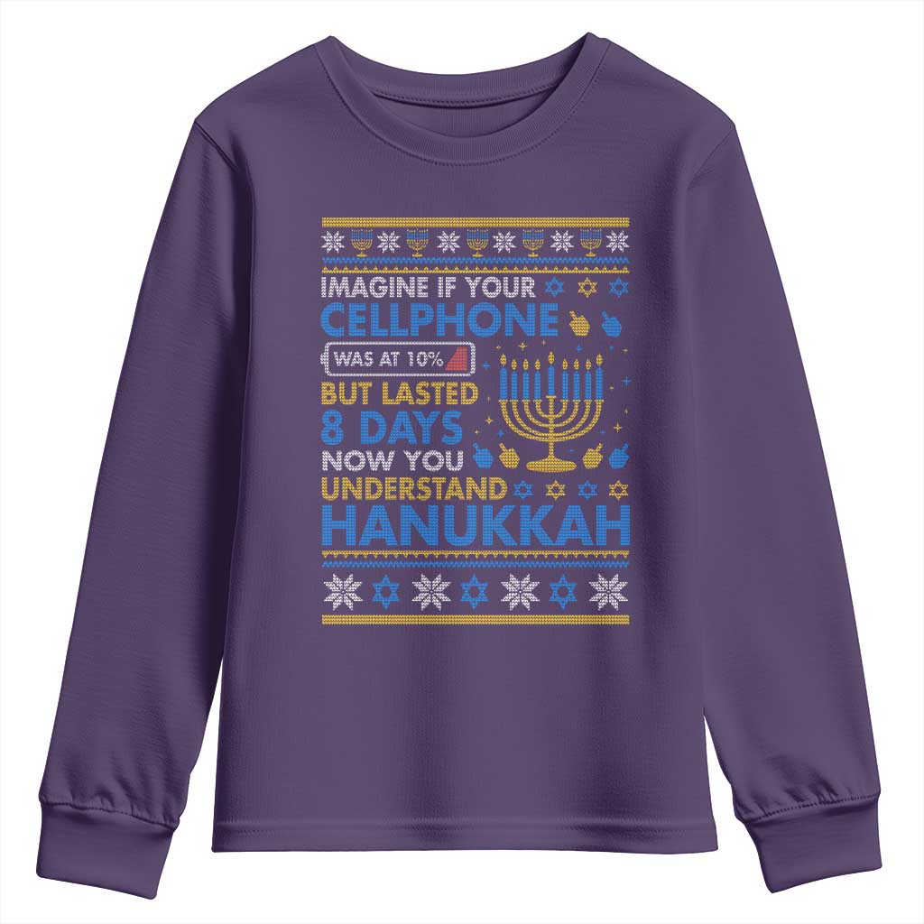 Funny Ugly Hanukkah Youth Sweatshirt Imagine Your Cellphone Chanukah Jewish - Wonder Print Shop