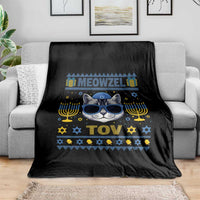 Cat Hanukkah Throw Blanket Meowzel Tov Jewish Cat Owner Ugly Chanukah - Wonder Print Shop