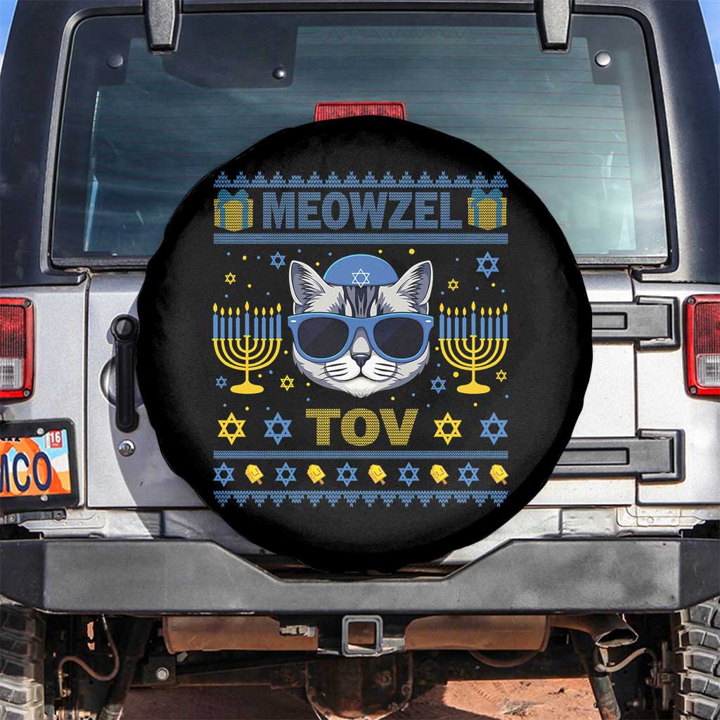 Cat Hanukkah Spare Tire Cover Meowzel Tov Jewish Cat Owner Ugly Chanukah - Wonder Print Shop