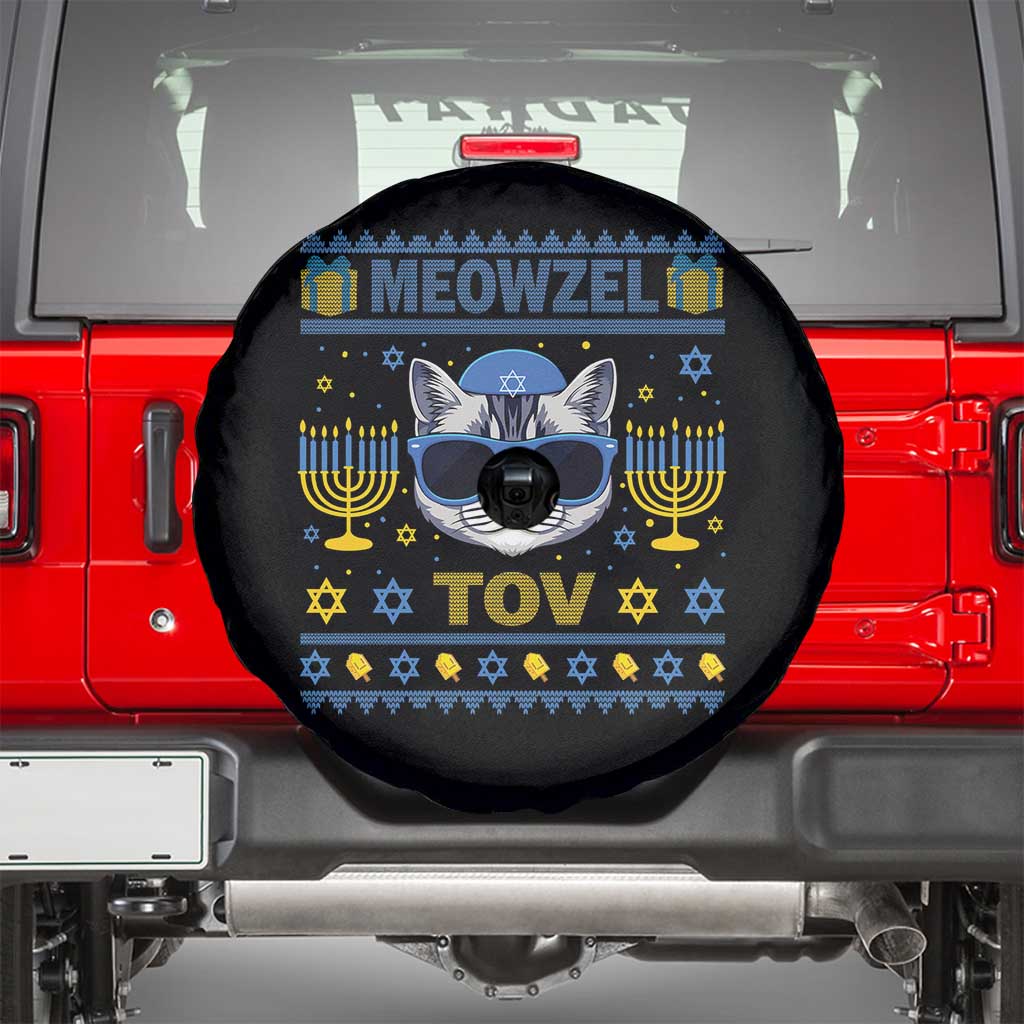 Cat Hanukkah Spare Tire Cover Meowzel Tov Jewish Cat Owner Ugly Chanukah - Wonder Print Shop