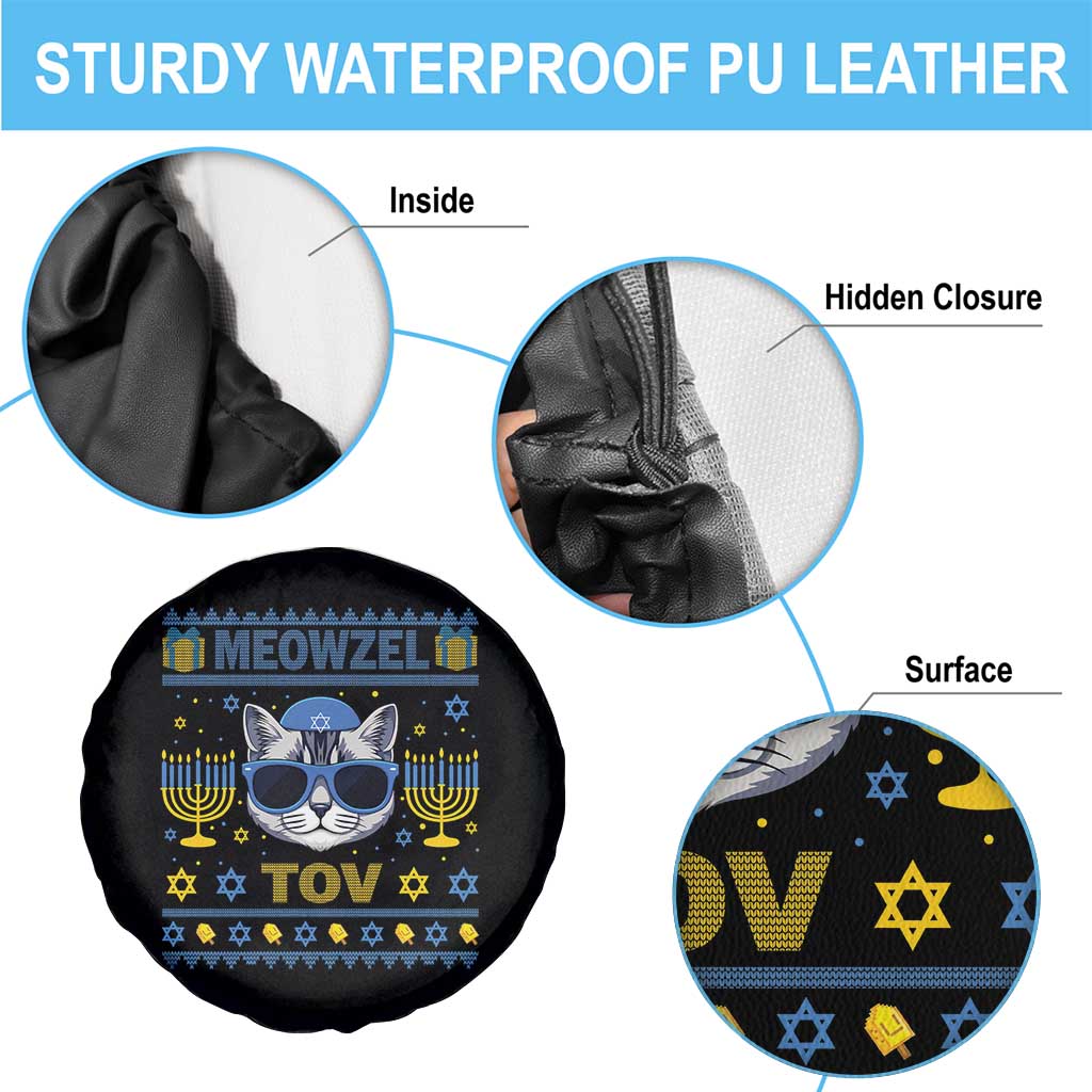 Cat Hanukkah Spare Tire Cover Meowzel Tov Jewish Cat Owner Ugly Chanukah - Wonder Print Shop