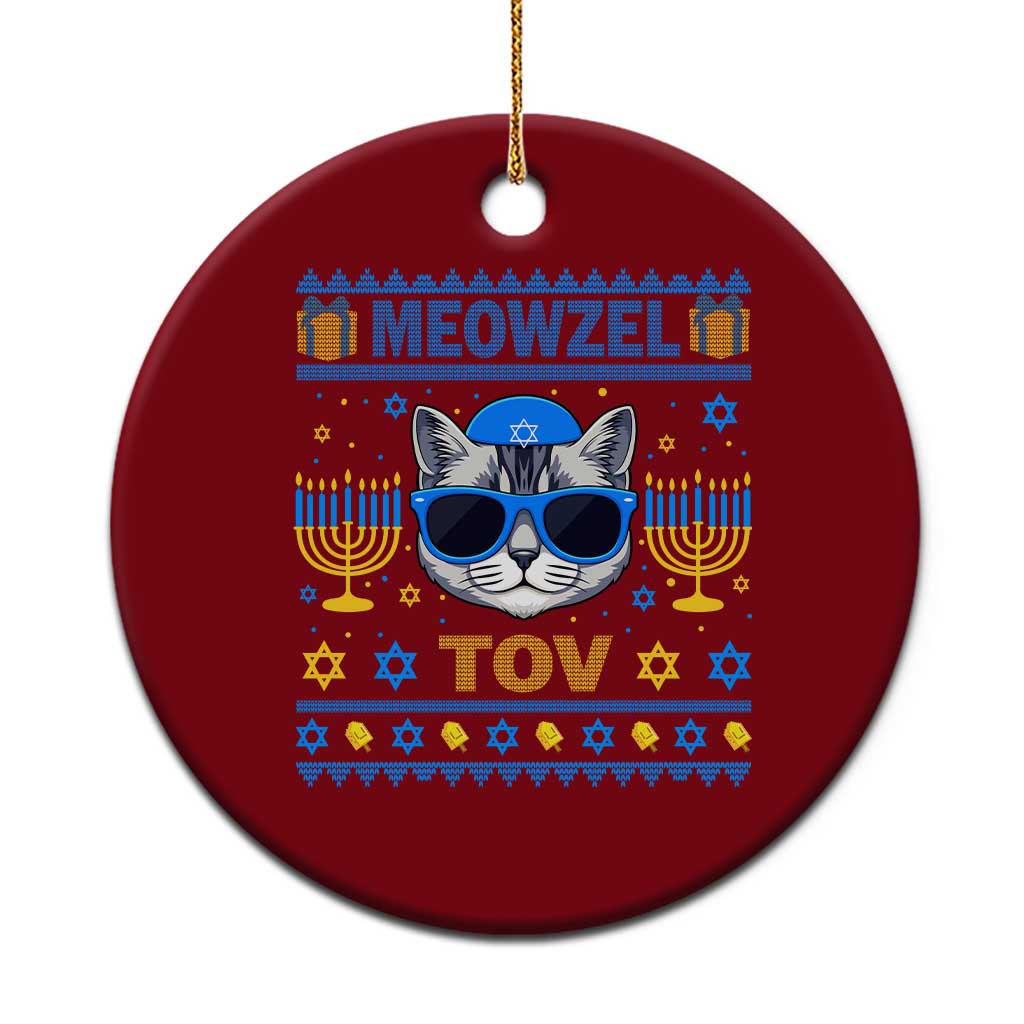 Cat Hanukkah Ceramic Ornament Meowzel Tov Jewish Cat Owner Ugly Chanukah - Wonder Print Shop