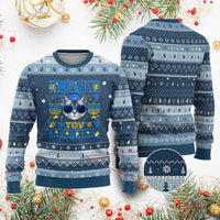 Cat Hanukkah Hanukkah Ugly Sweater Meowzel Tov Jewish Cat Owner Ugly Chanukah - Wonder Print Shop