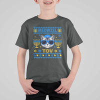 Cat Hanukkah T Shirt For Kid Meowzel Tov Jewish Cat Owner Ugly Chanukah - Wonder Print Shop